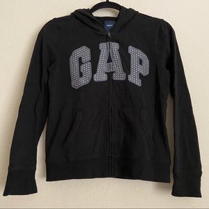 GAP Logo Embellished Bedazzle Zip Up Hood Jacket